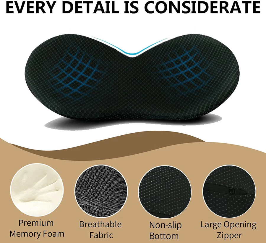 Memory Foam Seat Cushion with 3.5-Inch Lift and Pressure-Reducing Contour, Removable Cover