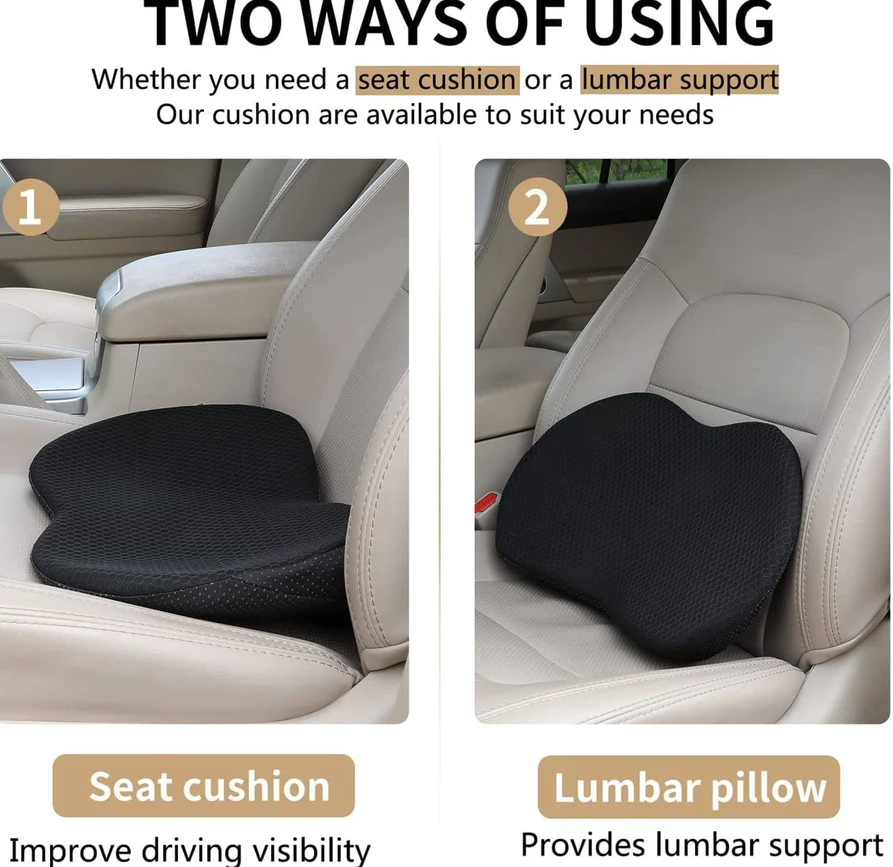 Memory Foam Seat Cushion with 3.5-Inch Lift and Pressure-Reducing Contour, Removable Cover