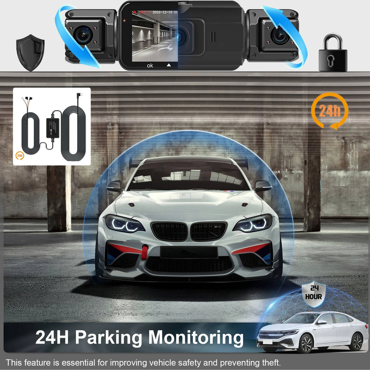 Wireless Car Dash Cam Front And Rear With Night Vision