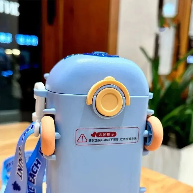 Cartoon Toy Bus Water Bottle with Straw