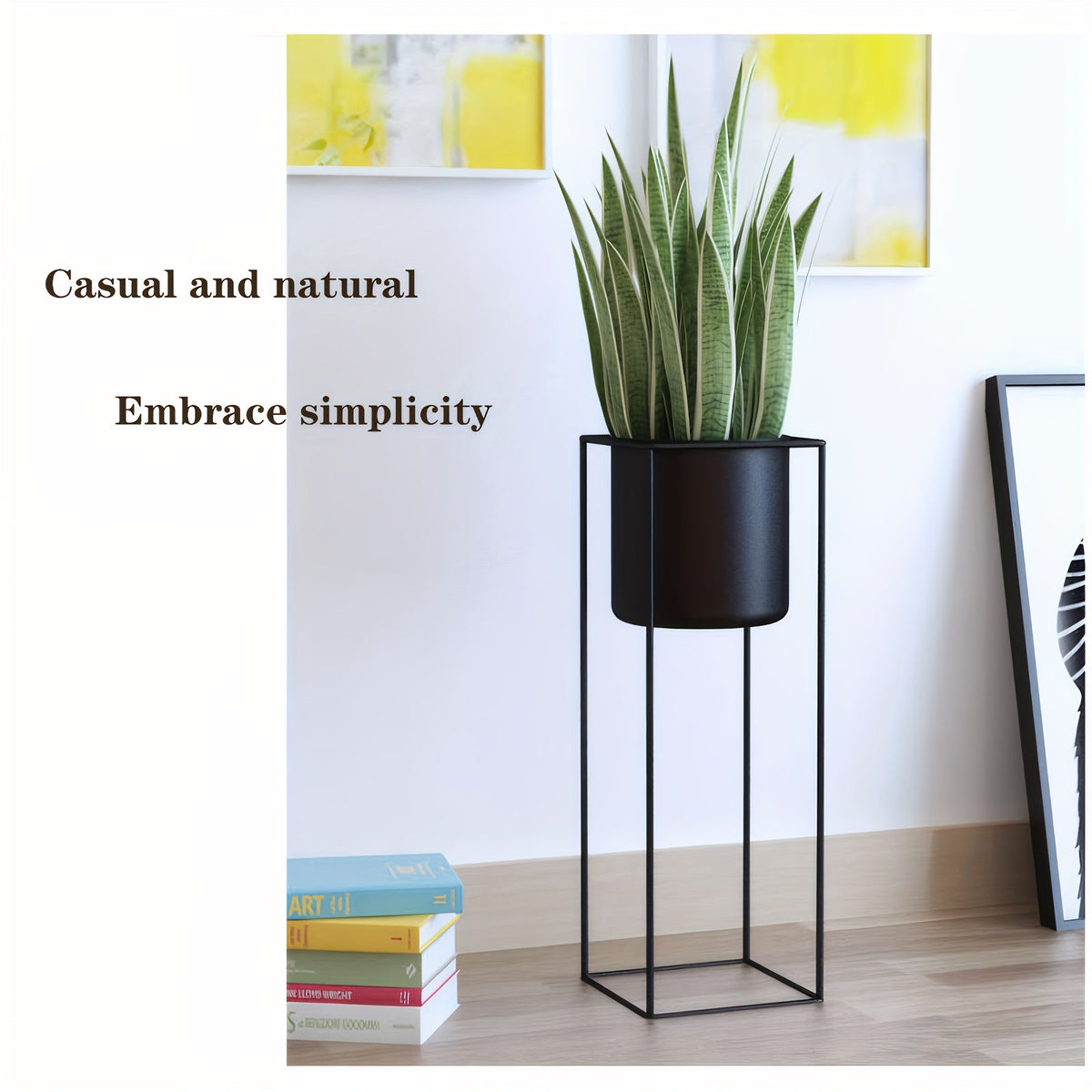 Metal Indoor Plant Stand | Modern Black Rectangular Plant Holder
