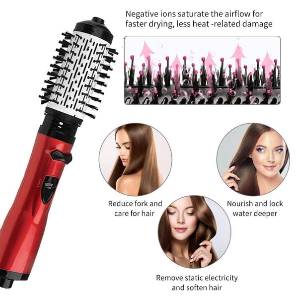 Hot Air Brush with Dual Rotating Interchangeable Heads and 3 Heat Settings, Ionic Finish