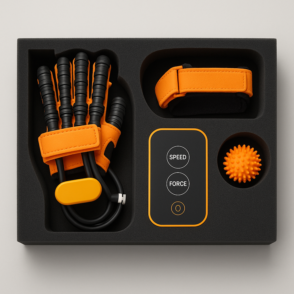 Hand Therapy Trainer Gloves with Adjustable Air Assist and Rechargeable Pump, 5 Levels