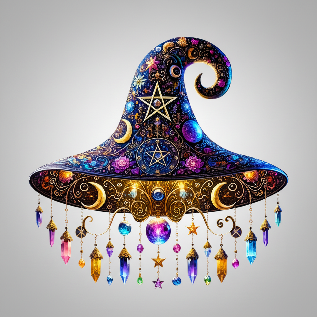 Witch Hat Decor with Stable Flat Base and Detailed Accent Design, Blue or Black