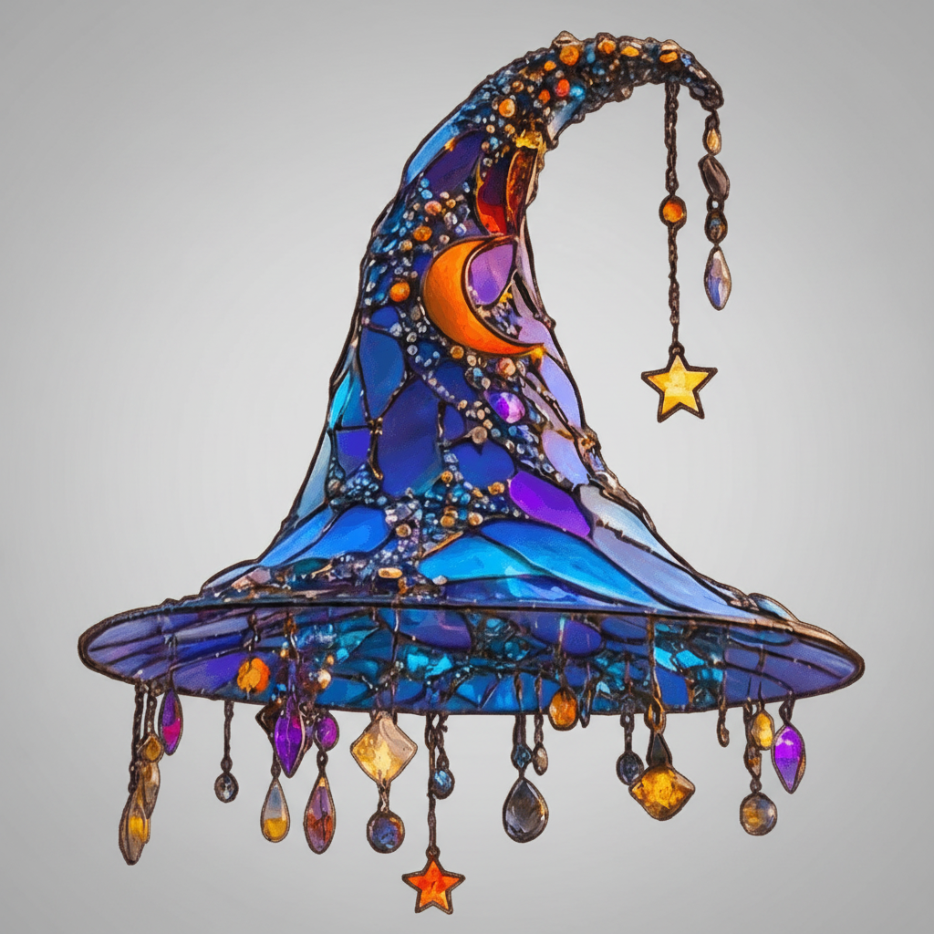 Witch Hat Decor with Stable Flat Base and Detailed Accent Design, Blue or Black