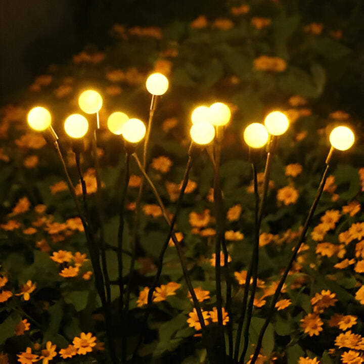 Solar Garden Lights with Firefly Flicker and Flexible Stems, 27.5 Inch Warm White