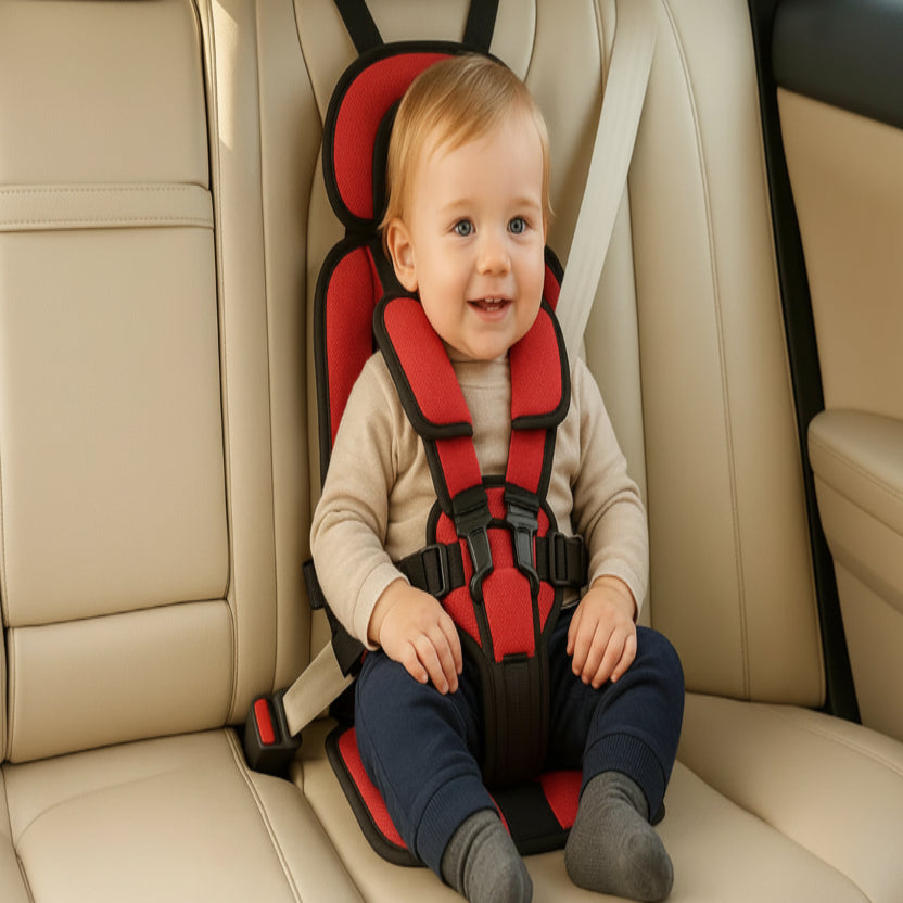 Portable Child Travel Seat with Five-Point Harness and Foldable Design, Ages 1-14