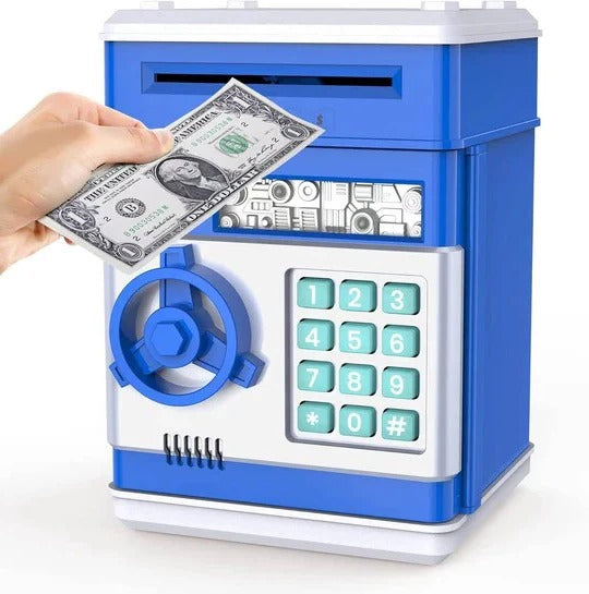 Electronic Piggy Bank for Kids with Auto Bill Intake and Dual Lock, Bilingual Audio