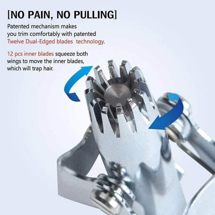 Nose Hair Trimmer with Manual Twist Mechanism and Ergonomic Grip, Stainless Steel