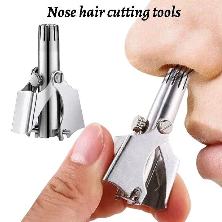 Nose Hair Trimmer with Manual Twist Mechanism and Ergonomic Grip, Stainless Steel