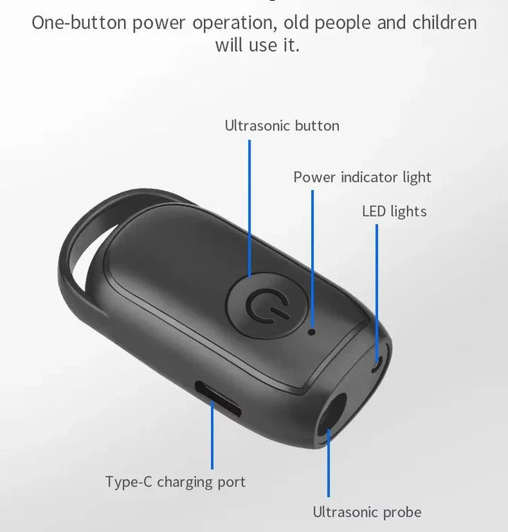 Ultrasonic Dog Repeller with Single-Button Control and 10-Yard Range, Pocket Size