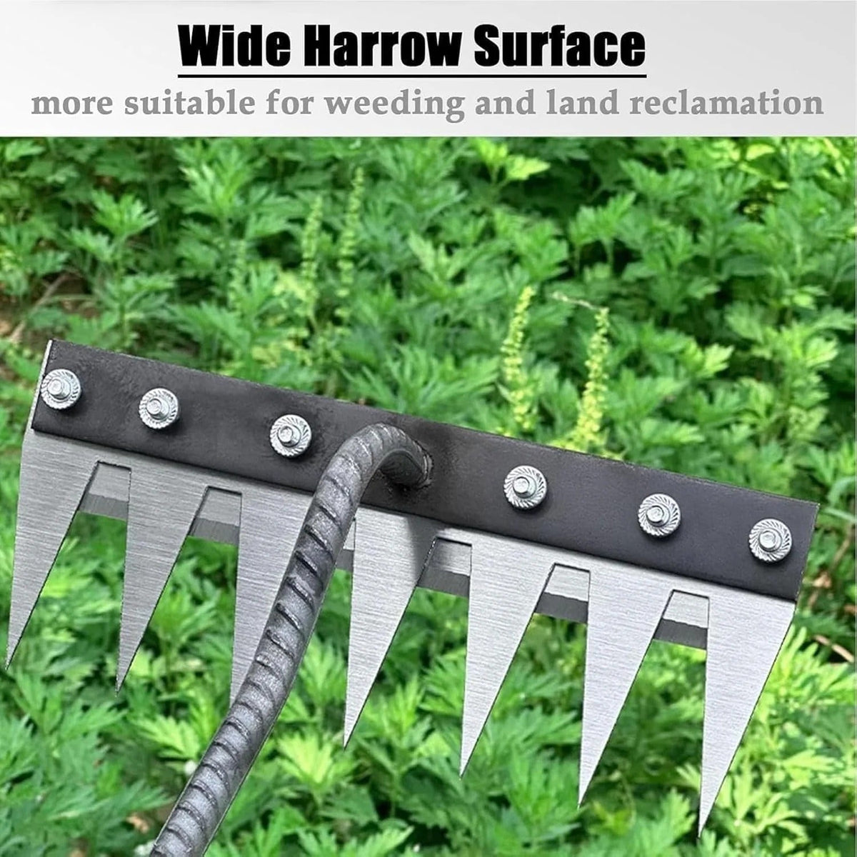 Garden Weeding Rake with Carbon Steel Head and Soft Grip, 5-8 Tooth Options