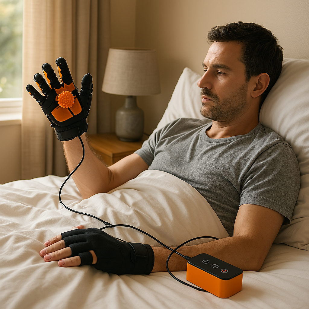 Hand Therapy Trainer Gloves with Adjustable Air Assist and Rechargeable Pump, 5 Levels