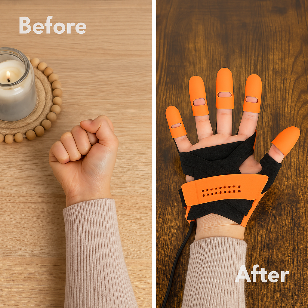 Hand Therapy Trainer Gloves with Adjustable Air Assist and Rechargeable Pump, 5 Levels