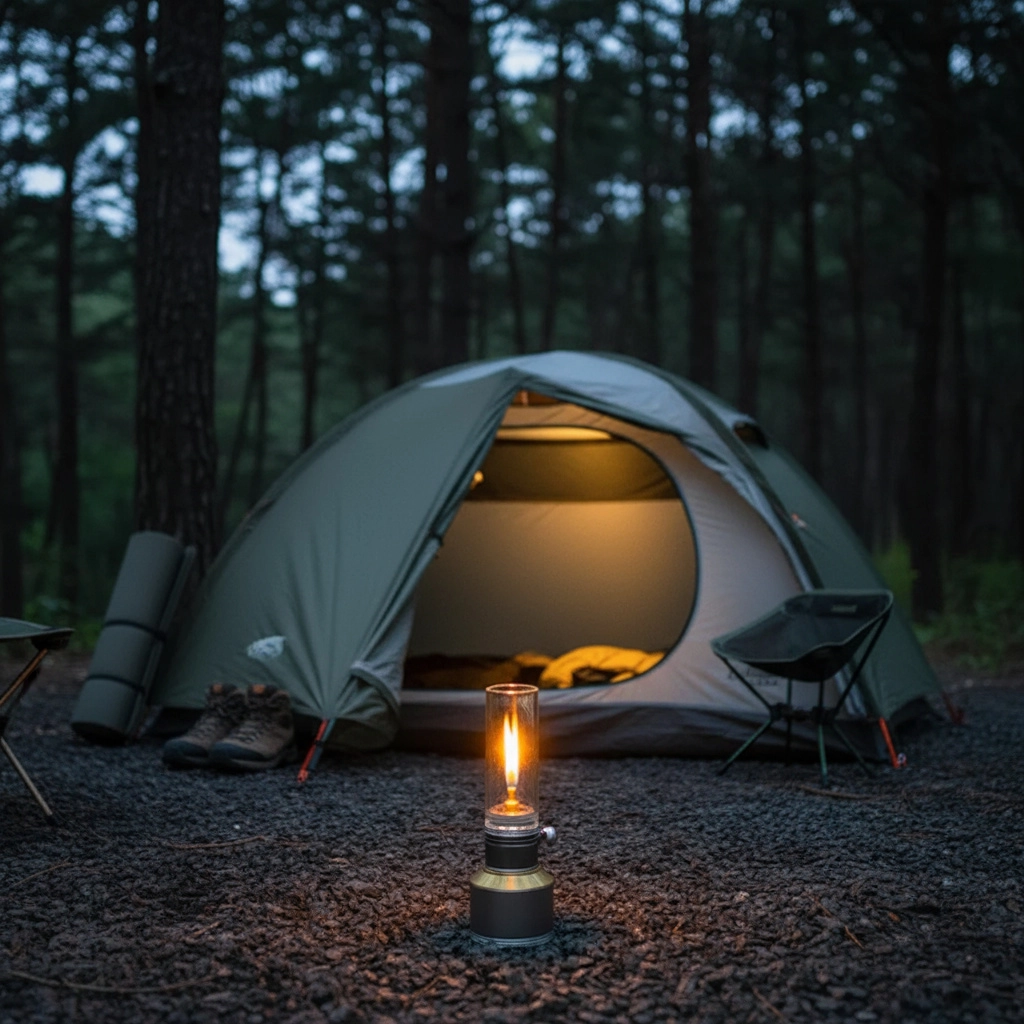 Camping Lantern with Adjustable Flame Control and Aluminum Body, Tempered Glass Globe
