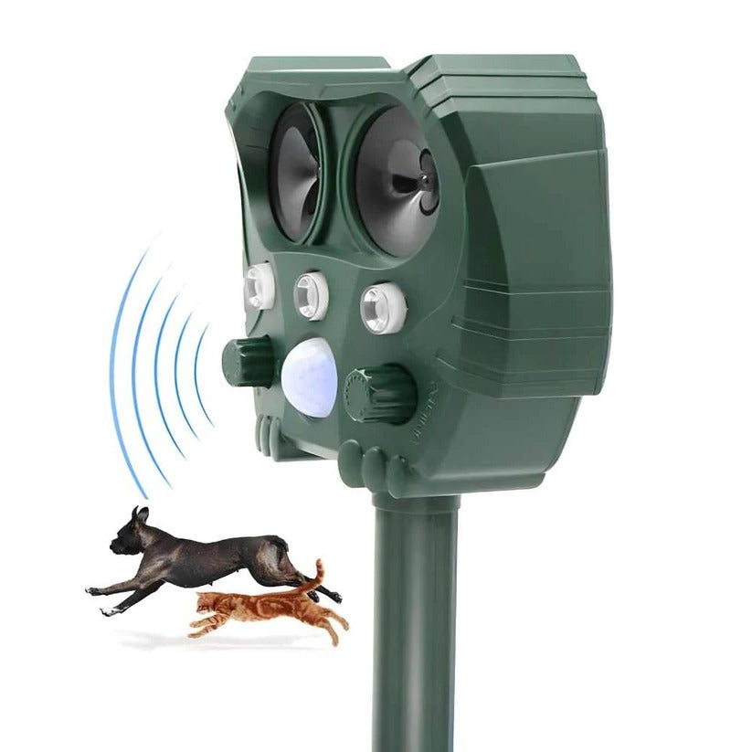 Animal Ultrasonic Repellent with Motion Sensor and Solar Power, 110° Range 26 Ft