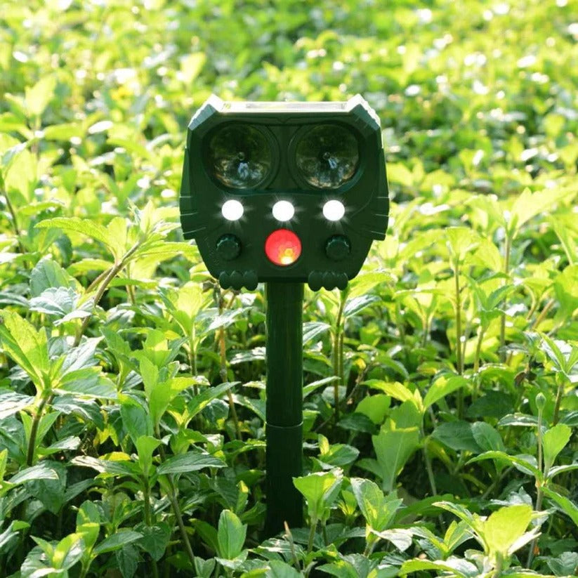 Animal Ultrasonic Repellent with Motion Sensor and Solar Power, 110° Range 26 Ft