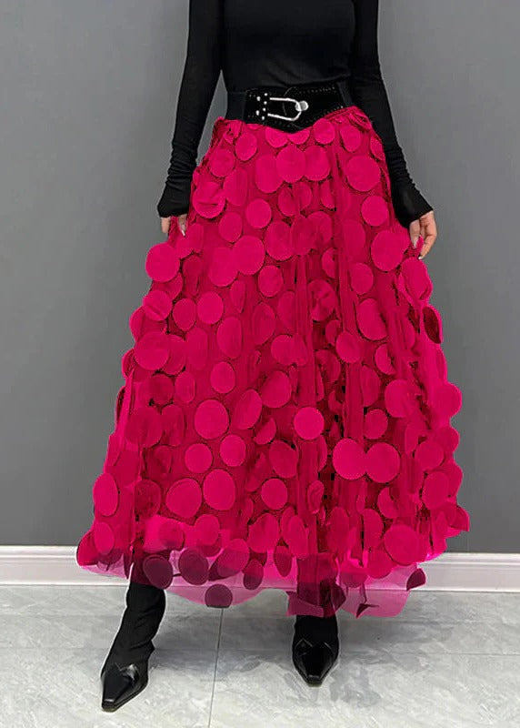 Chic Skirt Made Of Polka Dot and Tulle Patchwork