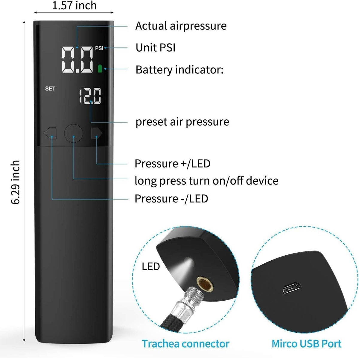 Electric Fast Ball Pump, Precise Pressure Gauge and Digital LCD Display, for Football Basketball Volleyball