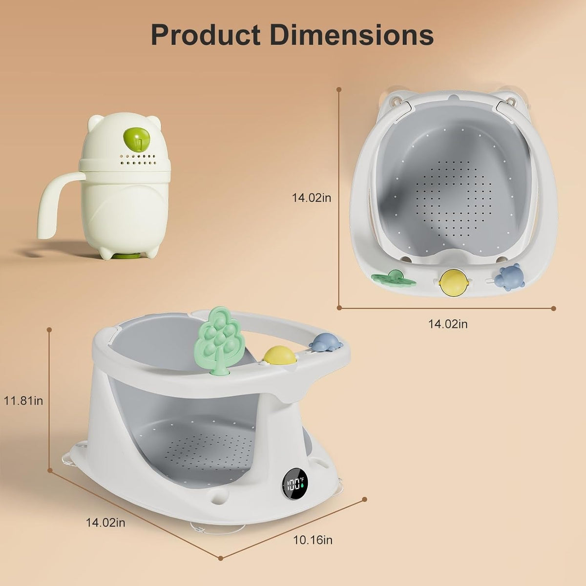 Baby Bath Seat for 6 Months + Non Slip Bathtub Seat with Rinse Cup, Comfortable Infant Bath Support for Sitting Babies