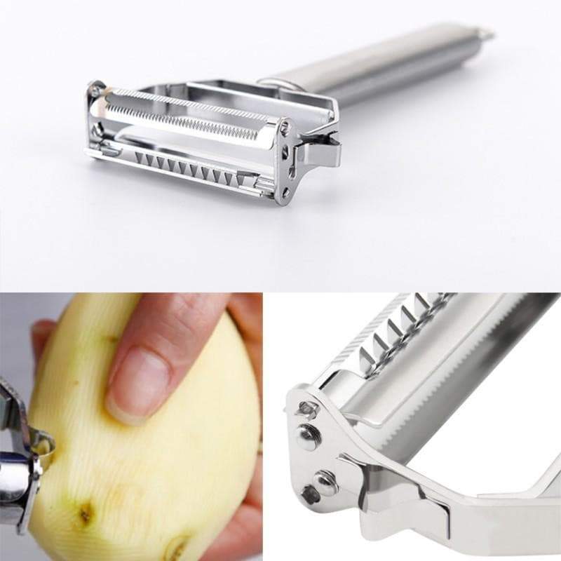 Julienne Peeler with Stainless Steel Blade and Non-Slip Ergonomic Handle, Protective Cap