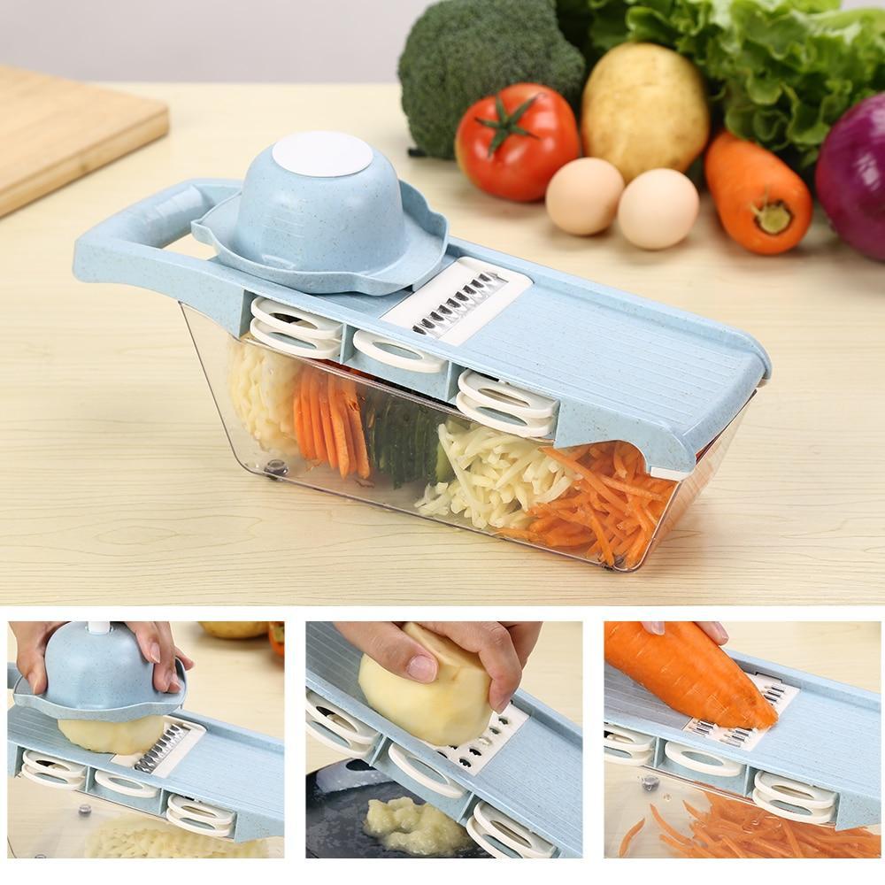 Mandoline Slicer with 6 Interchangeable Blades and Protective Hand Holder, Storage Case