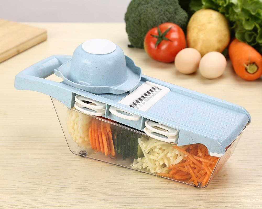 Mandoline Slicer with 6 Interchangeable Blades and Protective Hand Holder, Storage Case