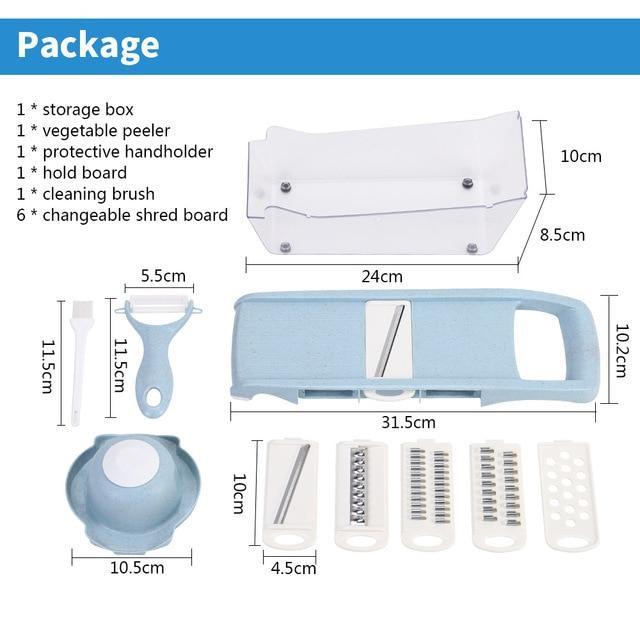 Mandoline Slicer with 6 Interchangeable Blades and Protective Hand Holder, Storage Case