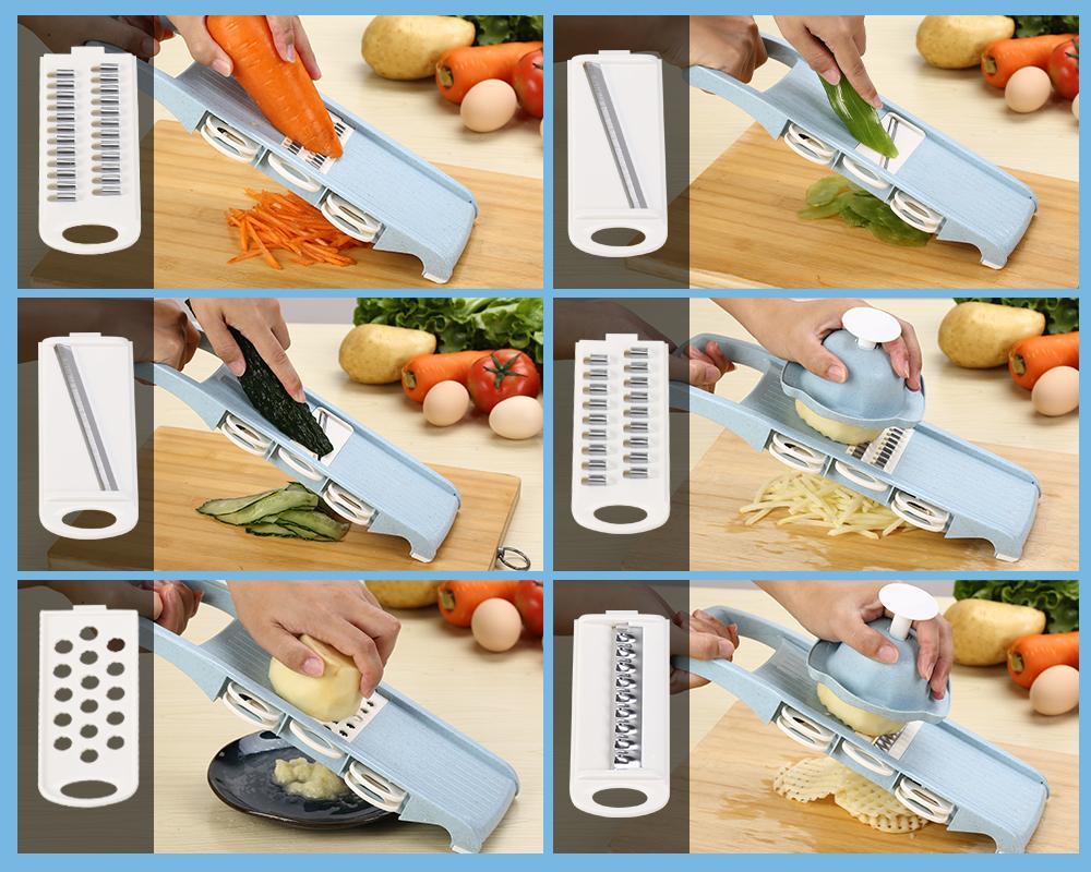 Mandoline Slicer with 6 Interchangeable Blades and Protective Hand Holder, Storage Case