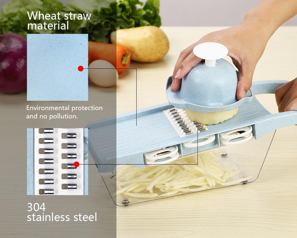 Mandoline Slicer with 6 Interchangeable Blades and Protective Hand Holder, Storage Case