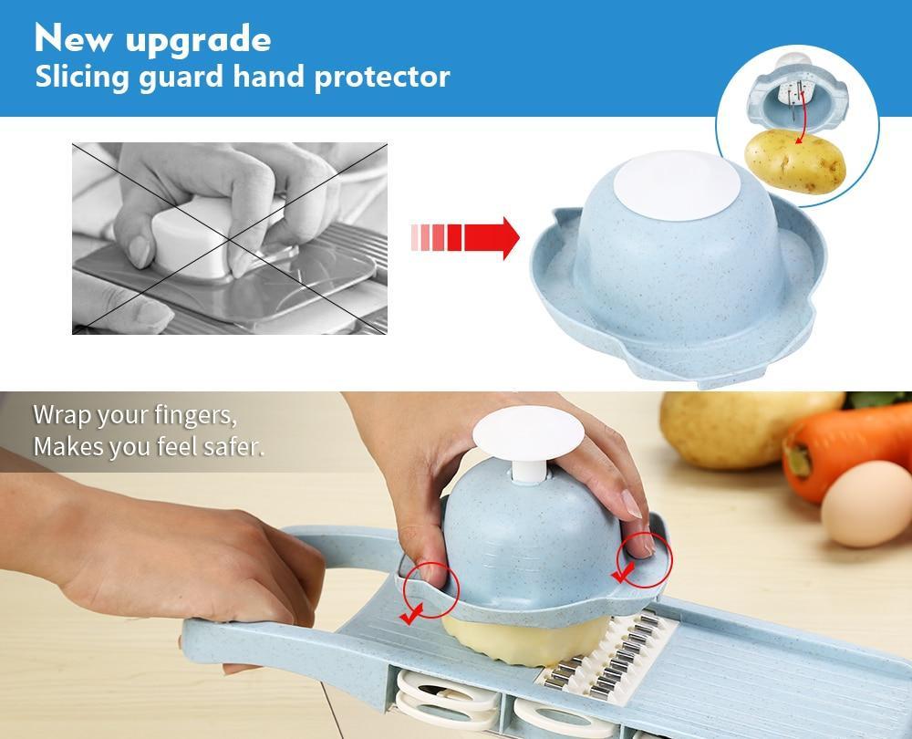 Mandoline Slicer with 6 Interchangeable Blades and Protective Hand Holder, Storage Case