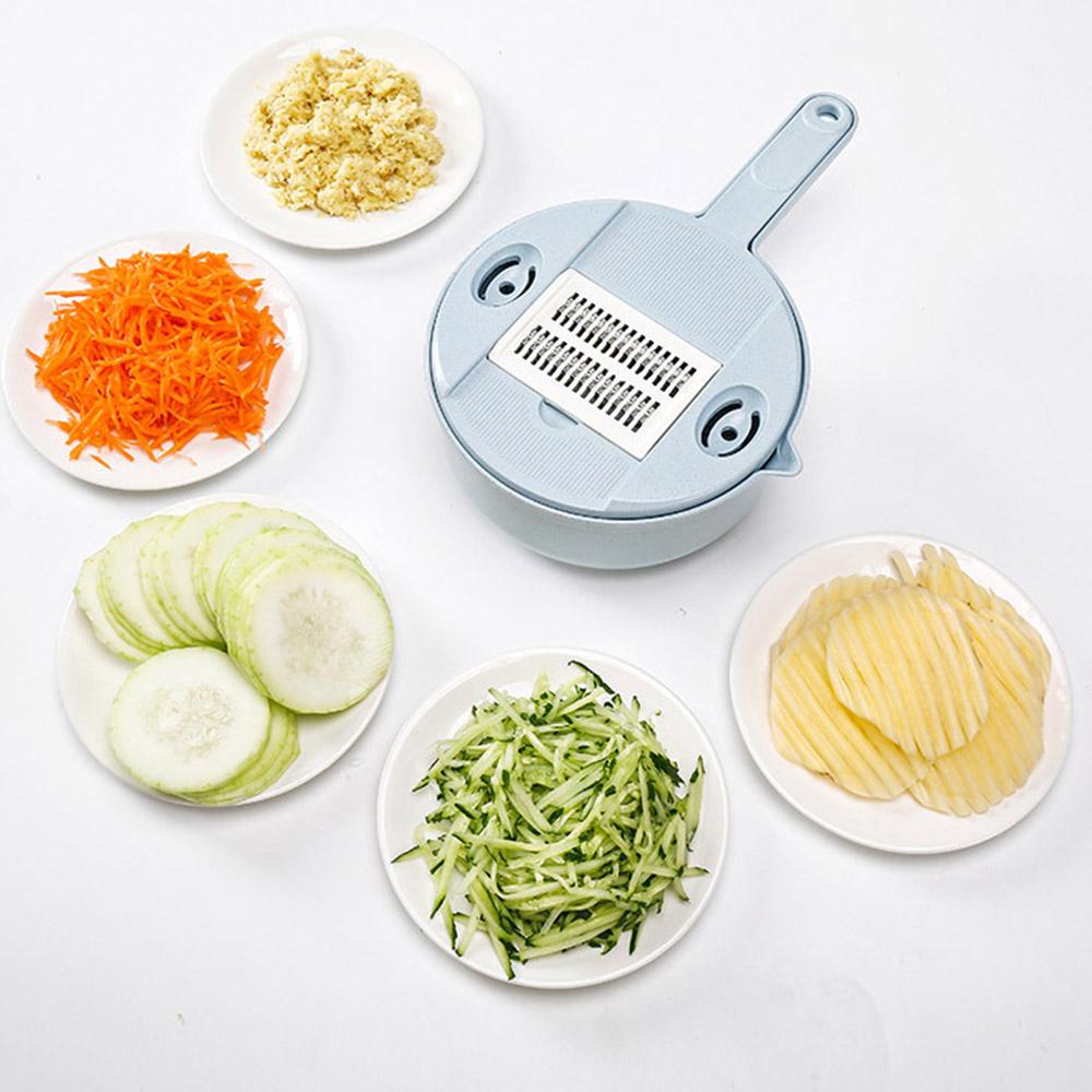 Mandoline Vegetable Slicer with 4 Blades and Safety Holder, Drain Basket