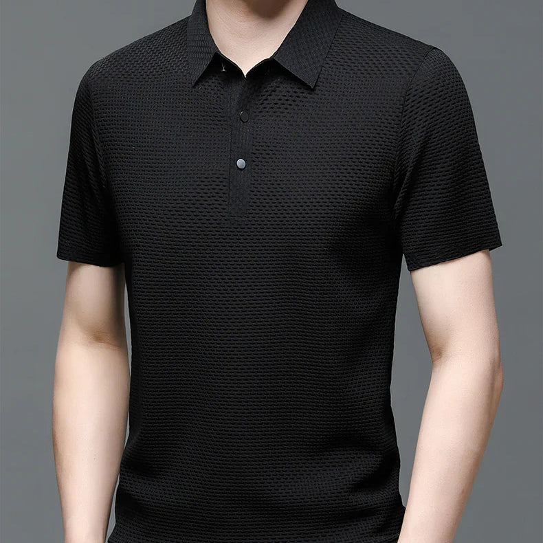 Men's Polo Shirt with Tailored Fit and Breathable Cotton Blend, Machine Washable