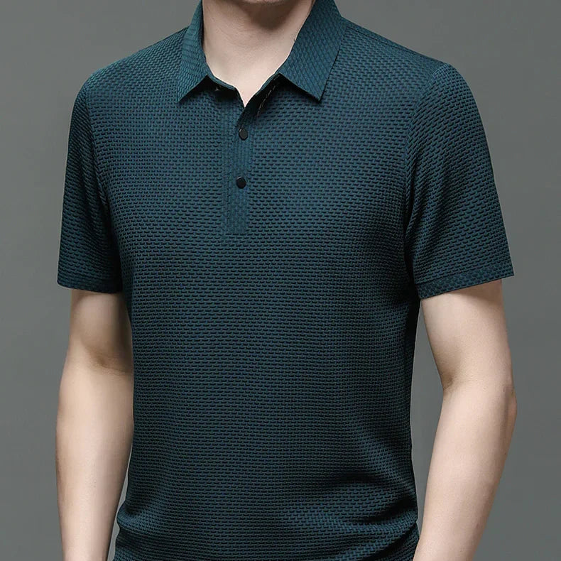 Men's Polo Shirt with Tailored Fit and Breathable Cotton Blend, Machine Washable