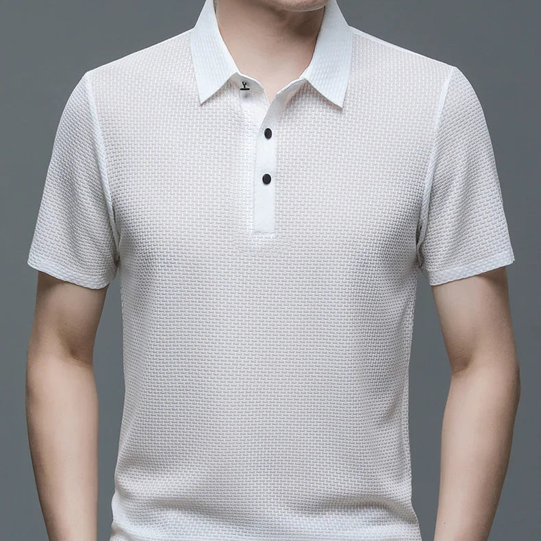 Men's Polo Shirt with Tailored Fit and Breathable Cotton Blend, Machine Washable