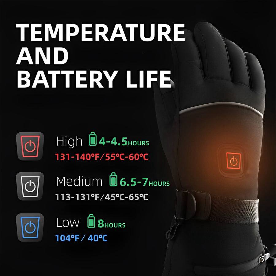 Heated Gloves with 3-Heat Level Control