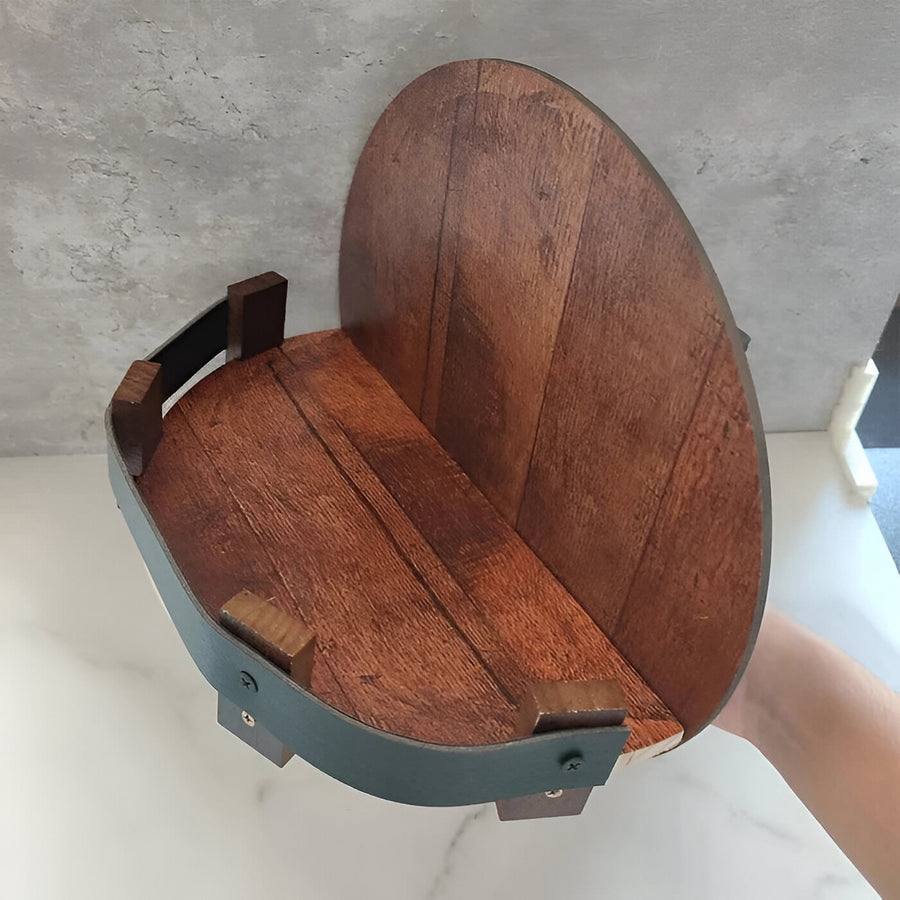 Bourbon Whiskey Barrel Shelf for Home Bars, Rustic Oak Display