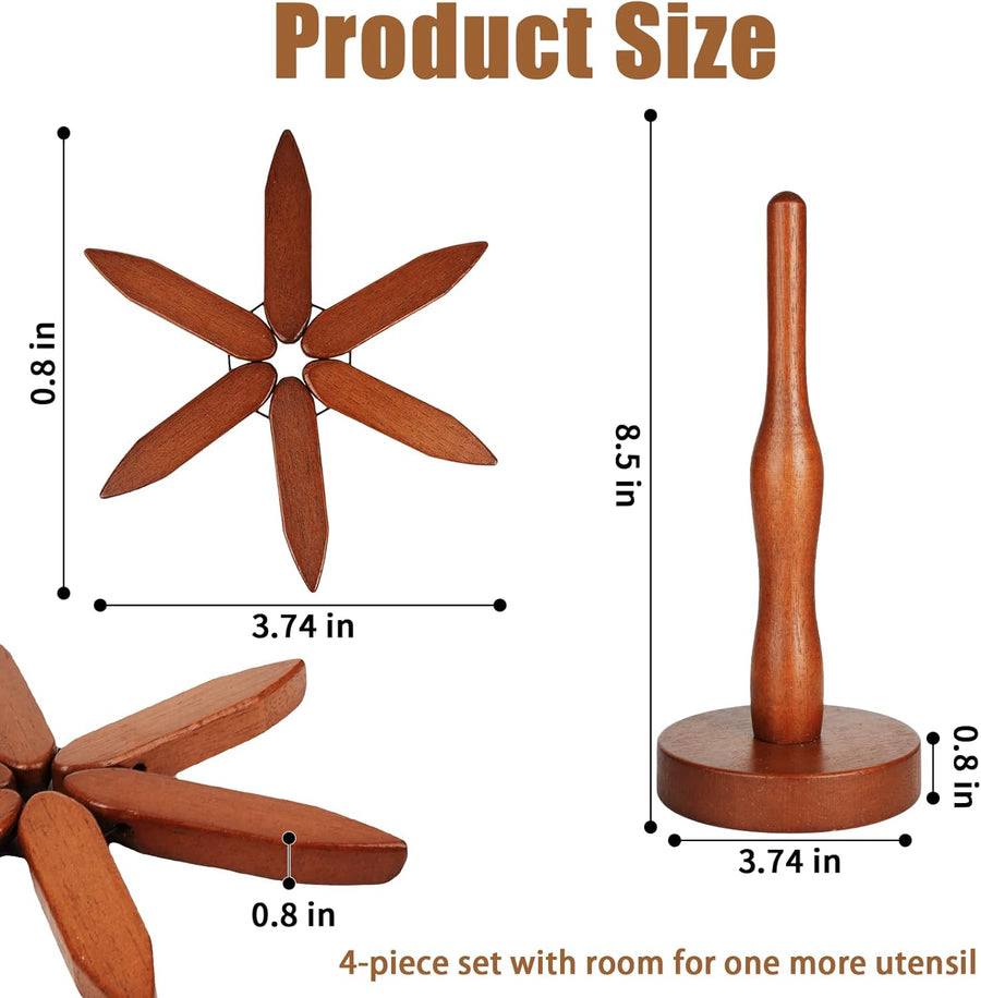 Wooden Trivet For Hot Dishes, Tree-Shaped Solid Wood Design