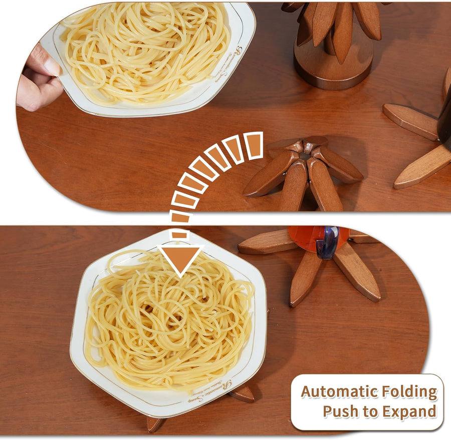 Wooden Trivet For Hot Dishes, Tree-Shaped Solid Wood Design