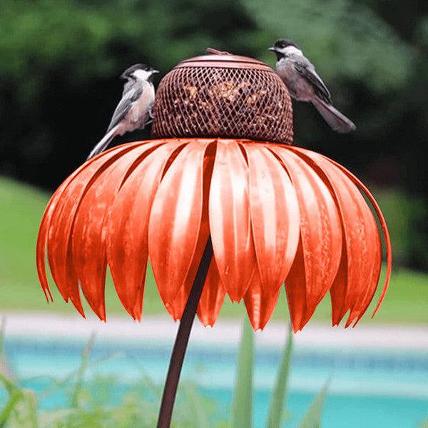 Coneflower Bird Feeder Metal Garden Decor