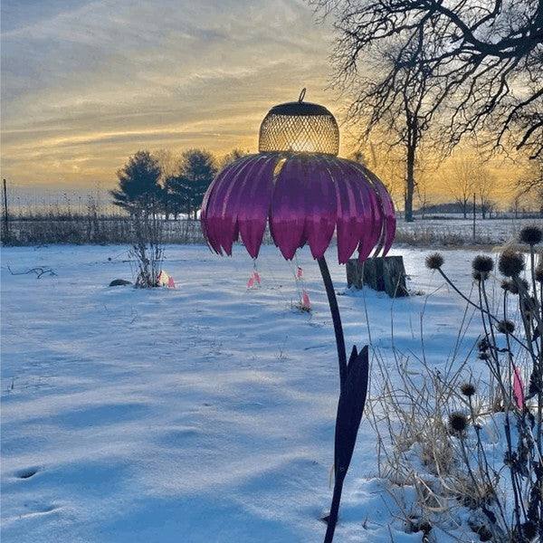 Coneflower Bird Feeder Metal Garden Decor