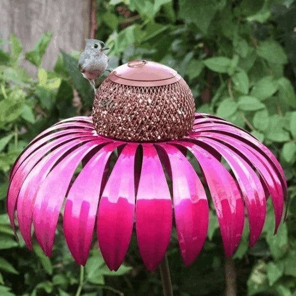 Coneflower Bird Feeder Metal Garden Decor