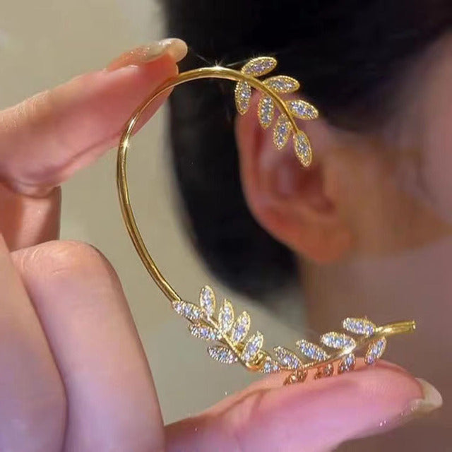 Clip on Earrings with Adjustable Tension and Cubic Zirconia Accents, Butterfly Leaf Star