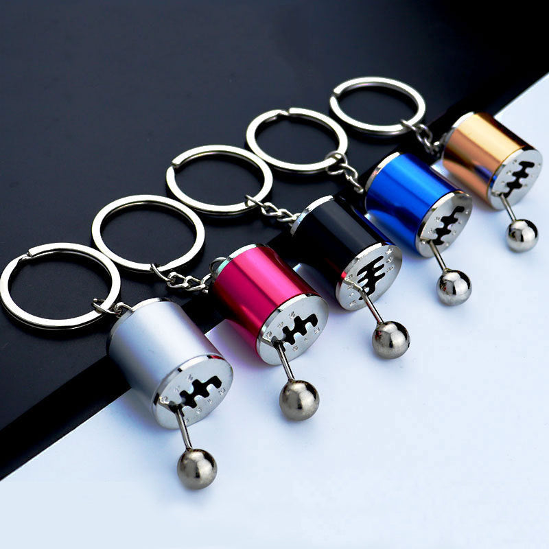 Gear Shift Keychain with Six-Speed Metal Replica and Sturdy Keyring, Compact Zinc Alloy