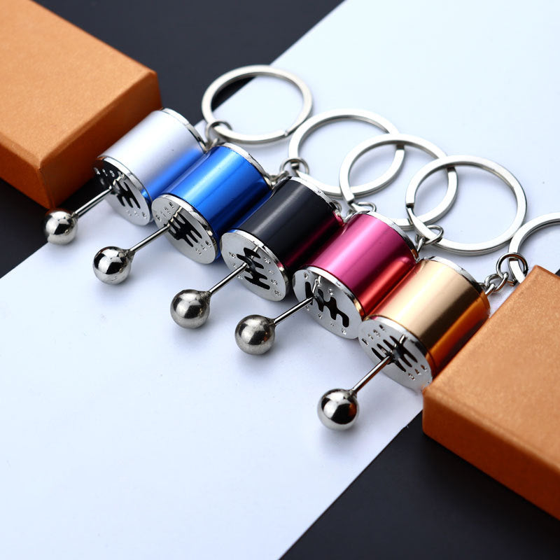 Gear Shift Keychain with Six-Speed Metal Replica and Sturdy Keyring, Compact Zinc Alloy