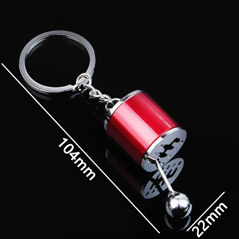 Gear Shift Keychain with Six-Speed Metal Replica and Sturdy Keyring, Compact Zinc Alloy