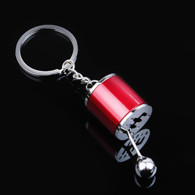 Gear Shift Keychain with Six-Speed Metal Replica and Sturdy Keyring, Compact Zinc Alloy