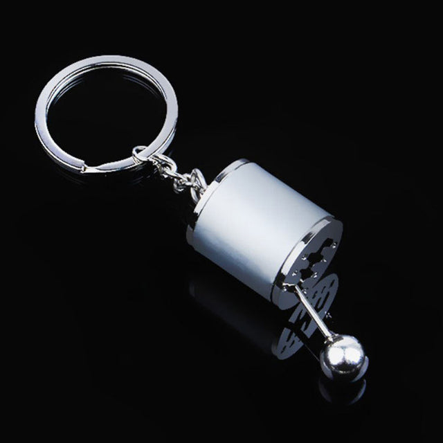 Gear Shift Keychain with Six-Speed Metal Replica and Sturdy Keyring, Compact Zinc Alloy
