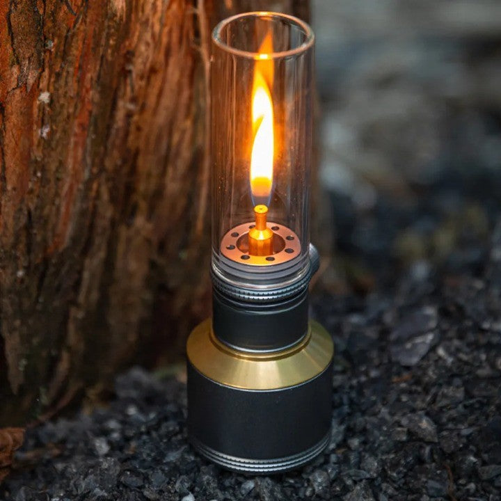Camping Lantern with Adjustable Flame Control and Aluminum Body, Tempered Glass Globe