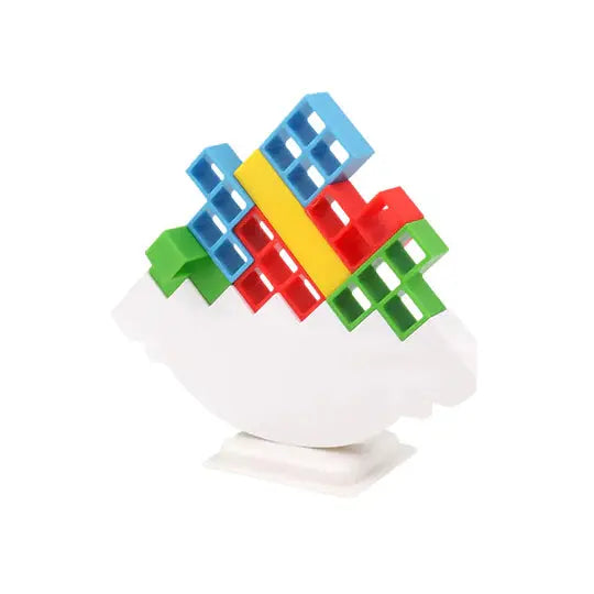Magnetic Stacking Toy with 24 Interlocking Geometric Blocks and Base, Fine Motor Skill Game